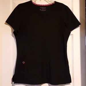 Heartsoul pitter-pat v-neck solid scrub top size medium color black